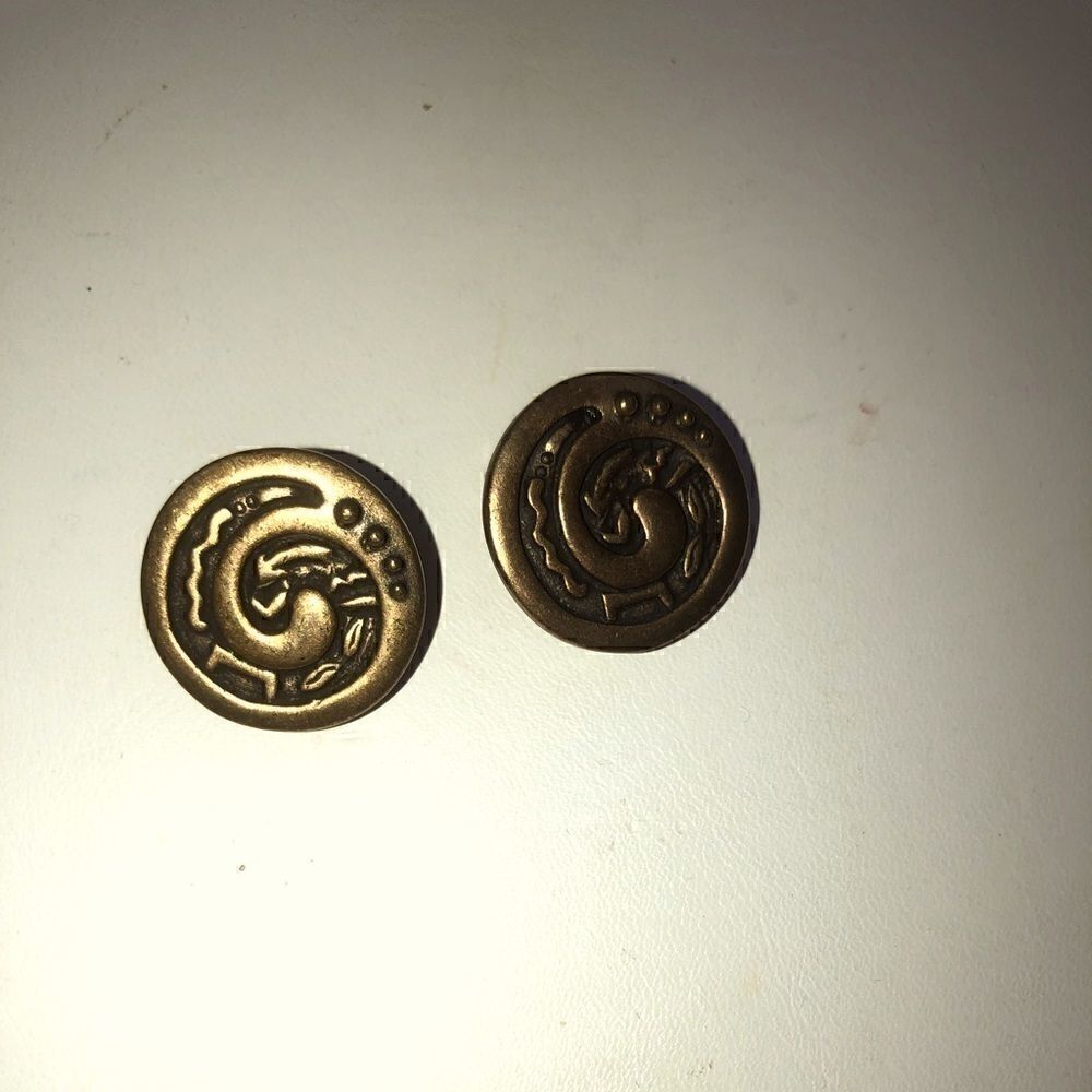 Chico’s Bronze Clip on Tribal Abstract Earrings